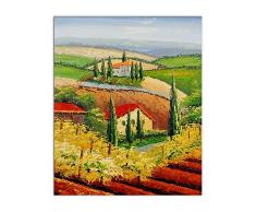 Arte Dal Mondo PI185EAT-01 Paysage toscan Tableau, Huile sur Toile, Peint à la Main et montée sur châssis esthétique, Multicolore, 60 x 50 x 2 cm