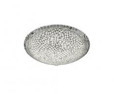 TRIO, Plafonnier, Mosaique incl. 1 x LED,SMD,24,0 Watt,3000K,2120 Lm. Verre, Transparent claire, Corps: Verre, argent Ã:40,0cm, H:10,0cm IP20,Réglable avec interrupteur