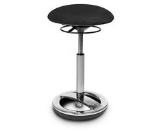 Topstar SU59BR0 Sitness high bob Tabouret sur pied rond en aluminium poli et housse en tissu noir