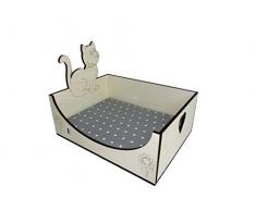 Viscio Trading 176834Â Niche Chat avec Coussin, Bois, Blanc, 40Â x 30Â x 30Â cm