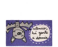 laroom Paillasson Motif Silence (Portugais), Jute and antidÃ©rapant, Violet, 40Â x 70Â x 1,8Â cm