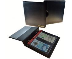 PELLERS Album pour 20 Billets de banque. Classeur M. 10 Feuilles, 2 Poches 143mm x 80mm sur chaque feuille. Avec étui de protection.