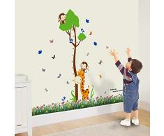 Walplus Autocollant Mural Singe Hauteur Mesure Papillon Herbe Maison DÃ©coration DIY Bureau DÃ©coration Papier Peint Maternelle Enfants PiÃ¨ce Cadeau, Multicolore