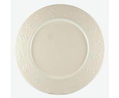Better & Best Dessous de plat rond avec bordure décorée de fleurs en lys Blanc 33 x 33 cm Matériau : métal émaillé