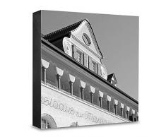 COGNOSCO HG-E114 Tableau Mural en Bois avec Photo darchitecture et Inscription Margaret en Bois Noir/Blanc 15 x 15 cm