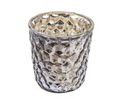 Insideretail Bougeoirs à Bulles avec Effet Vieilli, Aluminium, Verre, Gris Anthracite, 7 cm, Set DE 48