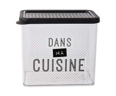 COOK CONCEPT Boite Conservation Ã Message ModÃ¨le AlÃ©atoire â Dimensions : 16.5 x 11 x 14.2 cm, Plastique-PS, Transparent-Blanc/Transparent-Noir, KB5960