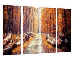 Tableau Moderne Photographique, Impression sur bois, Forêt dautomne, Trail Trunk, Nature, Brown, 131 x 62 cm, ref. 27049