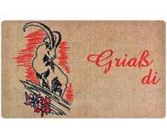 Tapis de Sol Design pour Couloir, Salle de Bain, intérieur et extérieur | Paillasson antidérapant et Lavable | Tapis de Sol Pratique et Anti-salissures | Griaà Di 75 x 120 cm Rouge/Beige | Deco-Mat