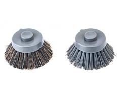 VIGAR Lot de 2 brosses de Rechange en Nylon et Poils de Cheval pour Brosse à Vaisselle Gris