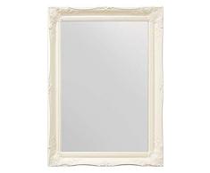 0,9Â m X 2Â FT2Â 91Â cm x 66Â cm Large Motif Ancien Blanc Miroir Mural Petit