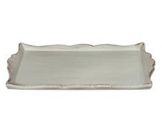Biscottini Plateau rectangulaire en bois finition blanc vieilli L40 x P30 x H5 cm FabriquÃ© en Italie
