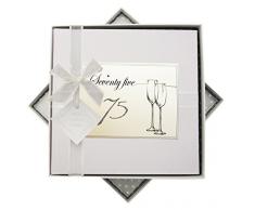 Blanc Coton Cartes danniversaire Ãge 75Â flÃ»tes Album Photo, Tissu, Blanc, 23Â x 23Â x 5Â cm