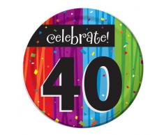 Creative Converting 8-Count Rond Papier Assiettes Ã Dessert, cÃ©lÃ©brer 40, Milestone fÃªtes