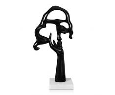 Arte Dal Mondo D5327PB Petit Visage de Femme abstraicte Sculpture Abstraite en rÃ©sine laquÃ©e avec Base en marbre, Black, 53x27x15 cm