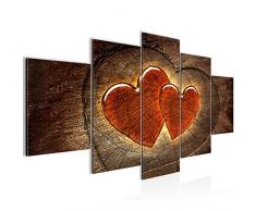Tableau decoration murale Coeur bois 200 x 100 cm - XXL Impression sur Toile Salon Appartment 5 Parties - prÃªt Ã accrocher - 104151a
