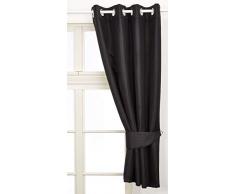 Dreamscene Luxe Bague sur le dessus Entièrement doublé Paire occultant thermique Rideau à Åillets, Noir, 46 x 54/ 116.84 x 137.16 cm