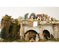 euromarchi CrÃ¨che de NoÃ«l Vide, maisonnette en Bois de forÃªt, Paille et Mousse, avec lumiÃ¨res, 58 x 34 x 37 cm 78 x 49 x 45 Multicolore