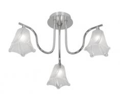 Oaks Lighting Luxe Lustre à 3 bras-Finition Chrome brillant avec lumières en verre opaque et transparent