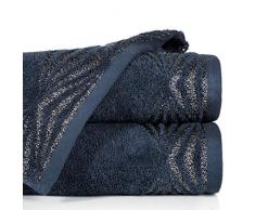 Eurofirany Lot de 6 Serviettes de Toilette en Coton avec Coutures métalliques Bleu Marine 50 x 90 cm