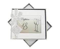 Blanc Coton Cartes danniversaire Ãge 18Â flÃ»tes Ã Livre dor, Tissu, Blanc, 19.5Â x 21.5Â x 1.5Â cm