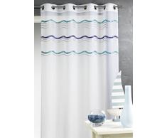 HomeMaison Voilage en Jacquard à Rayures Horizontales ondulées, 100% Polyester , Rouge