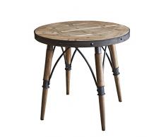 Rituali Domestici Mastrociliegia Round Table en Bois avec Profil en mÃ©tal, Porcelaine, Bois, 60Â x 59Â x 0.1Â cm