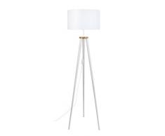 Tosel 51131 Lampadaire 1 Lumière, Bois, E27, 40 W, Blanc, 40 x 155 cm
