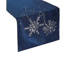 Eurofirany Chemin de Table Nappe Nappe de Noël Motif Pierres Bleu Marine 40 x 140 cm