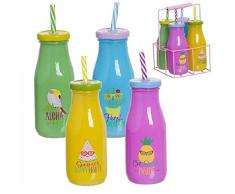 Dream CASA Summer Fresh Lot de 4 Bouteilles isothermes pour Nourriture, bento et Nourriture, pour la Maison, Unisexe, Adulte, Multicolore (Multicolore), Unique