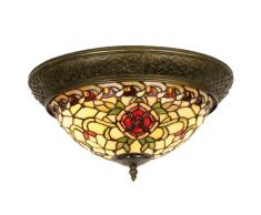 Lumilamp 5LL-5356 Plafonnier en verre décoratif Motif roses rouges à 38 x 19 cm