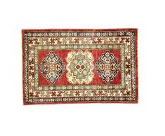 Eden Carpets Kazak Super Tapis noué à la Main, Laine, Multicolore, 63 x 86 cm