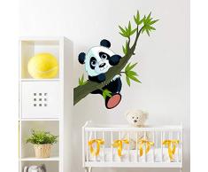 Stickers adhésifs Enfants | Sticker Autocollant Panda Heureux sur Une Branche - Décoration Murale Chambre Enfants | 40 x 35 cm