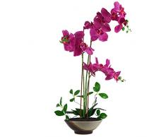 Feuille dorchidée Artificielle Rose foncé 65 cm dans Un Pot émaillé, matériaux mélangés