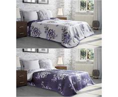 eurof irany Chon/Amelia/03Â Plaid Boutis Polyester de Coton, CrÃ¨me/Violet 220Â x 240Â x 1Â cm