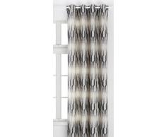 Home Maison 09342-8-AL Rideaux Jacquard avec Oeillets Ronds Gris/Canon de Fusil 140 x 260 cm