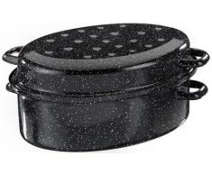 Krüger G3008F axentia Plat à Rôtir Oie torréfaction étain tacheté Marmite 30 cm avec film, Ãmail, Noir/Blanc