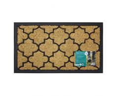 JVL Confort en Fibre de Coco en Caoutchouc Grattoir Tapis de Porte dentrée â Motif Rond, 40 x 70 cm, Naturel/Noir