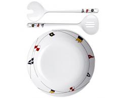 Marine Business RÃ©gate Saladier et Couverts de Service en mÃ©lamine, Multicolore, 25Â x 25Â x 7Â cm, Lot de 3