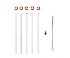 KOCH Paille en verre, droit, rouge, avec pinceau, Lot de 5