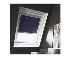 MADECOSTORE Store de Toit Enrouleur compatible Velux® - Bleu foncé - L64 x H74cm Modèle M04 - Cadre Alu