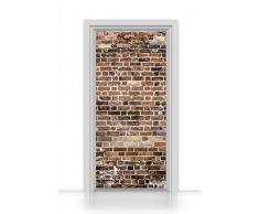 Papier peint autocollant pour porte 1 pièce (ancienne Brique) Sticker mural Sticker 93 x 205 cm