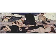 Legendarte PL-052 Tableau La Nuit Impression numérique sur Toile. Ferdinand Hodler Peinture Multicolore 30 x 80 cm