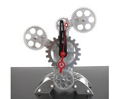 Out of the blue 79/3250 Horloge pour la Table en Plastique, Roue Dentée, Silber, 25,6 x 27,5 x 12,5 cm