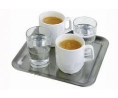 APS 30119 Plateau de Service carré, Acier Inoxydable, Argent, 9 x 12 x 16 cm