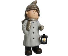 Naeve Leuchten 5094816 Figurine en plâtre Felix avec lanterne Gris 54,7 x 25,5 x 19,5 cm