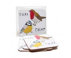 Charlotte Farmer Sonde Chirp Dessous de Verres, Multi, Lot de 4