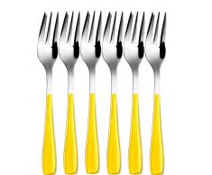 BUGATTI EZ6U-057F17/6 Essenza MÃ©nagÃ¨re de 6 PiÃ¨ces Fourchette Ã GÃ¢teau SAN/Acier Jaune 16 x 20 x 3 cm