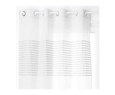 HomeMaison Voilage avec Fines Rayures Horizontales, Polyester, Blanc, 240x140 cm