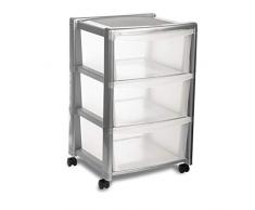 Stefanplast Caisson Libre 3 tiroirs Hauts - Silver